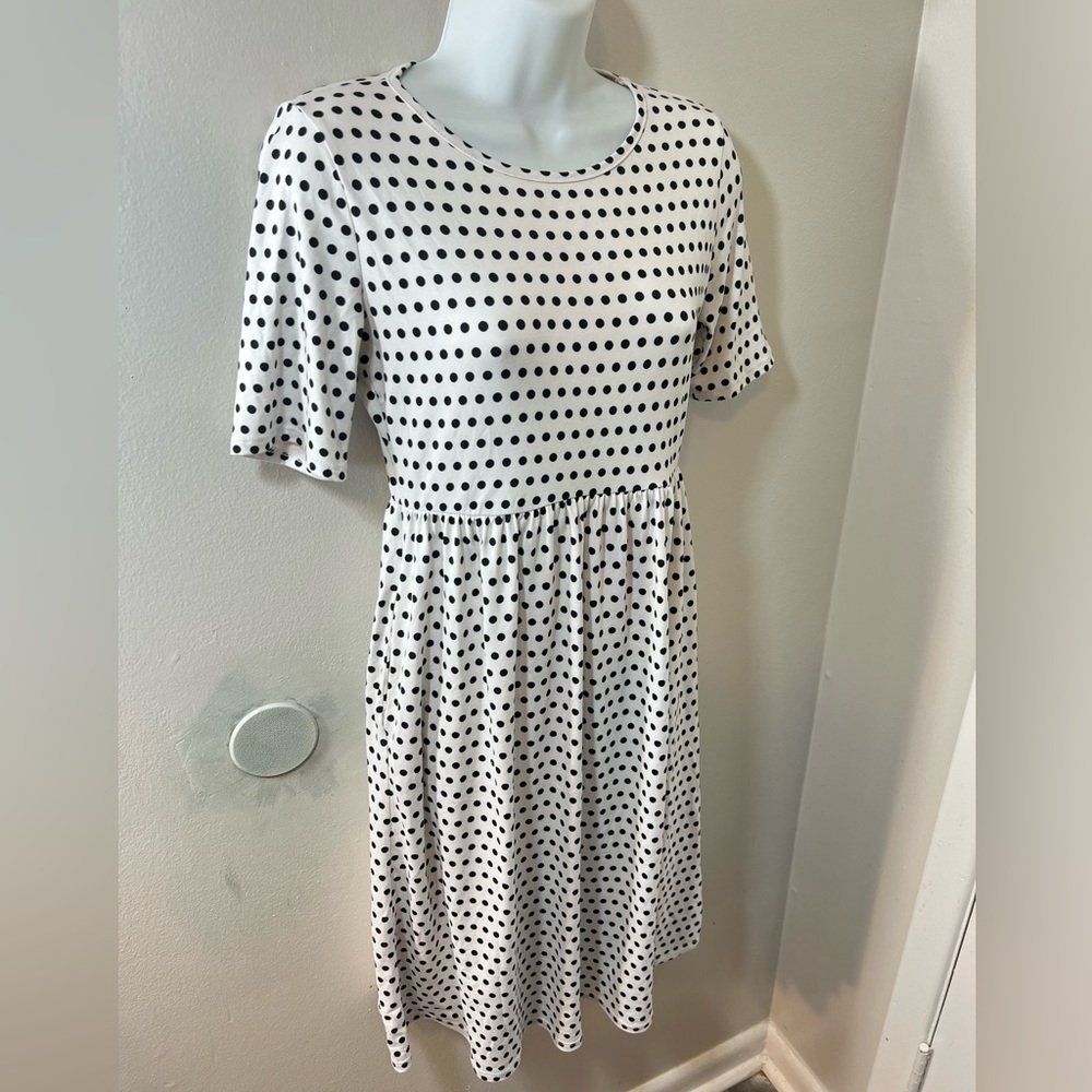 ORANGE CREEK Black and White Polka Dot Short Sleeve Fit and Flare Small Dress - Picture 4 of 8
